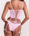 Elle Bustier Set in Pink Faux Fur