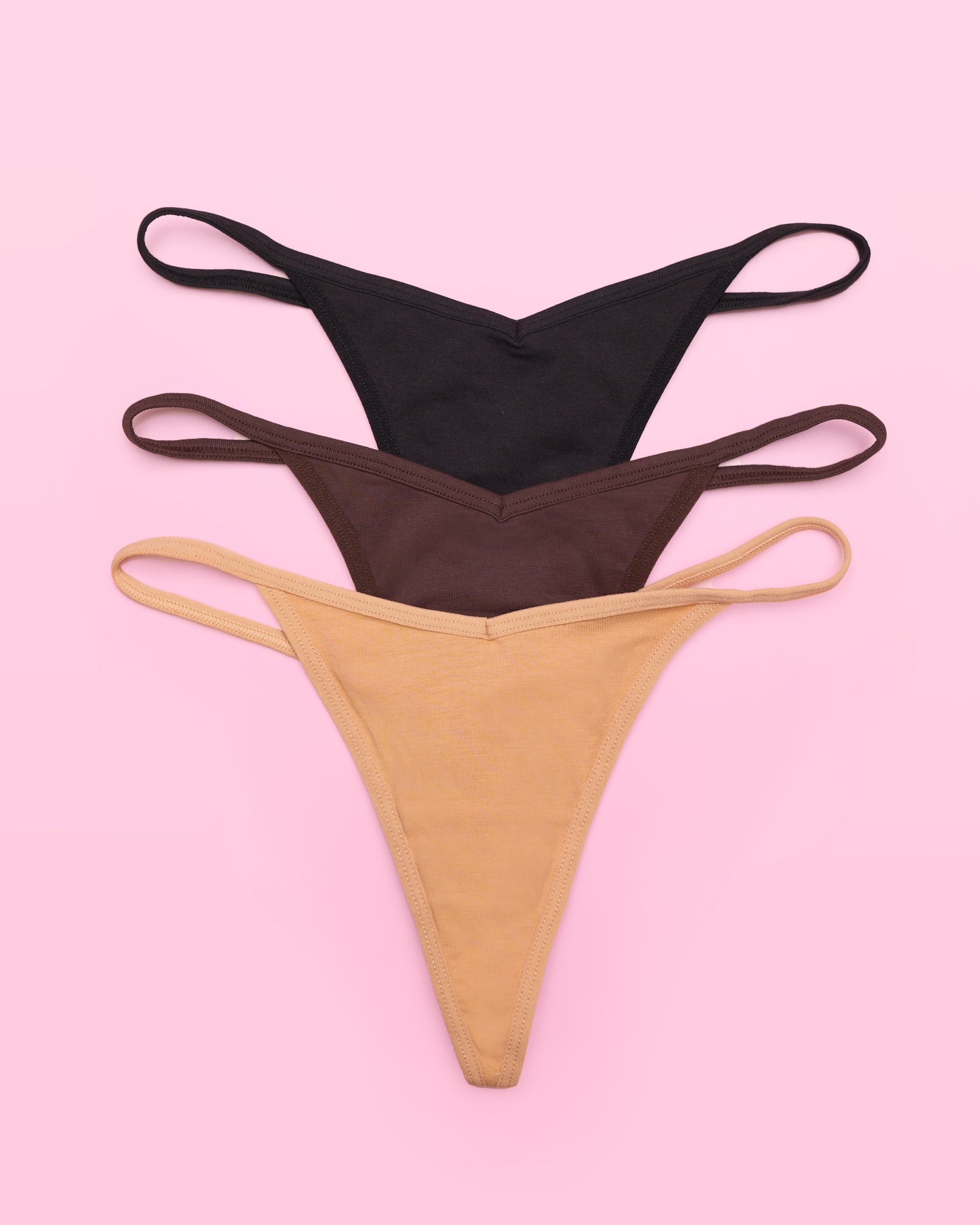 Cotton Thong 3 Pack in Neutrals