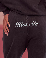 Kiss Me Sweatpants in Black