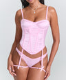 Elle Bustier Set in Pink Faux Fur