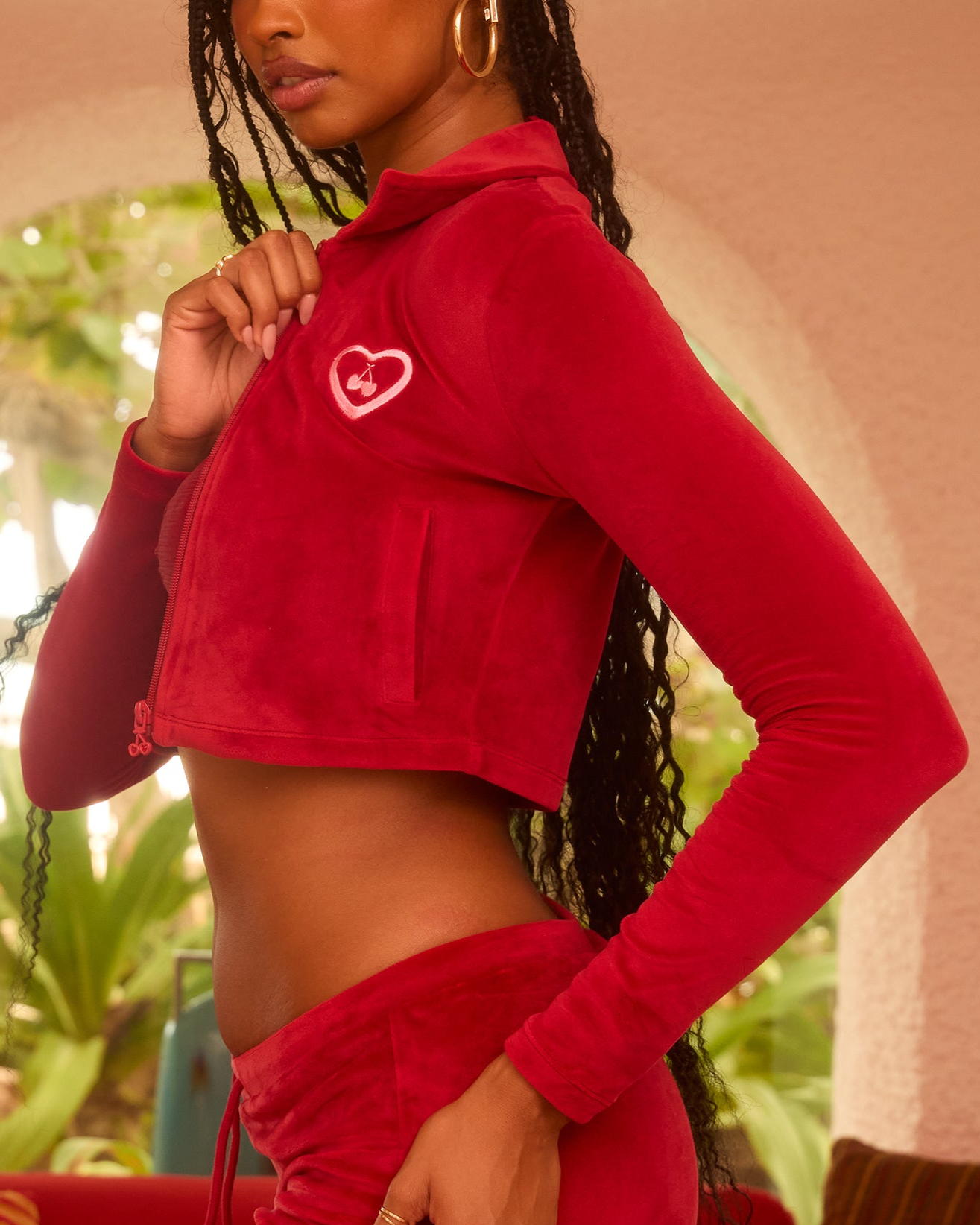 Vacation Crop Jacket in Red