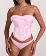Elle Bustier Set in Pink Faux Fur