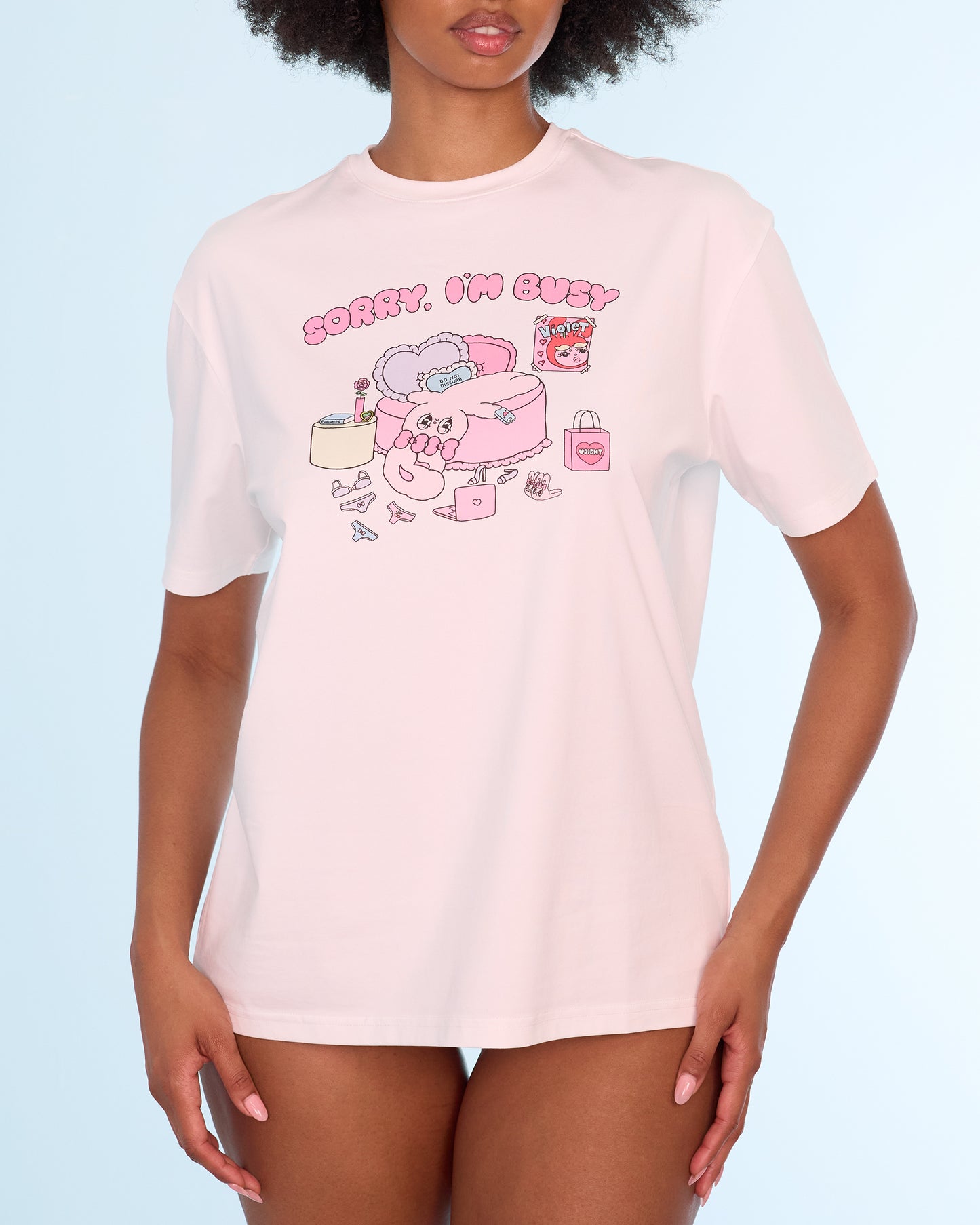 Sorry, I'm Busy Unisex Tee in Cream