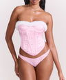 Elle Bustier Set in White Faux Fur